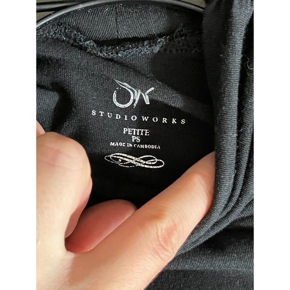 Women's Studio Works S/P Mock Neck Cotton Modal Black Solid Basic Staple L/S - Picture 5 of 6